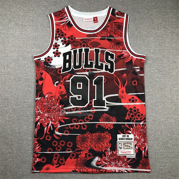 Maglia
 Dennis Rodman NO 91 Chicago Bulls Mitchell & Ness Lunar New Year Rosso
